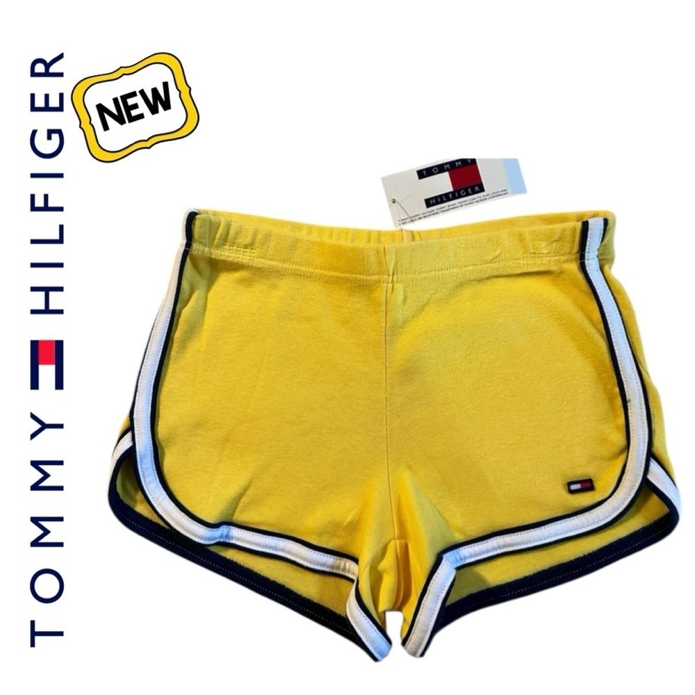 New TOMMY HILFIGER Yellow Knit Shorts Stretch Run TH NWT Girl M
